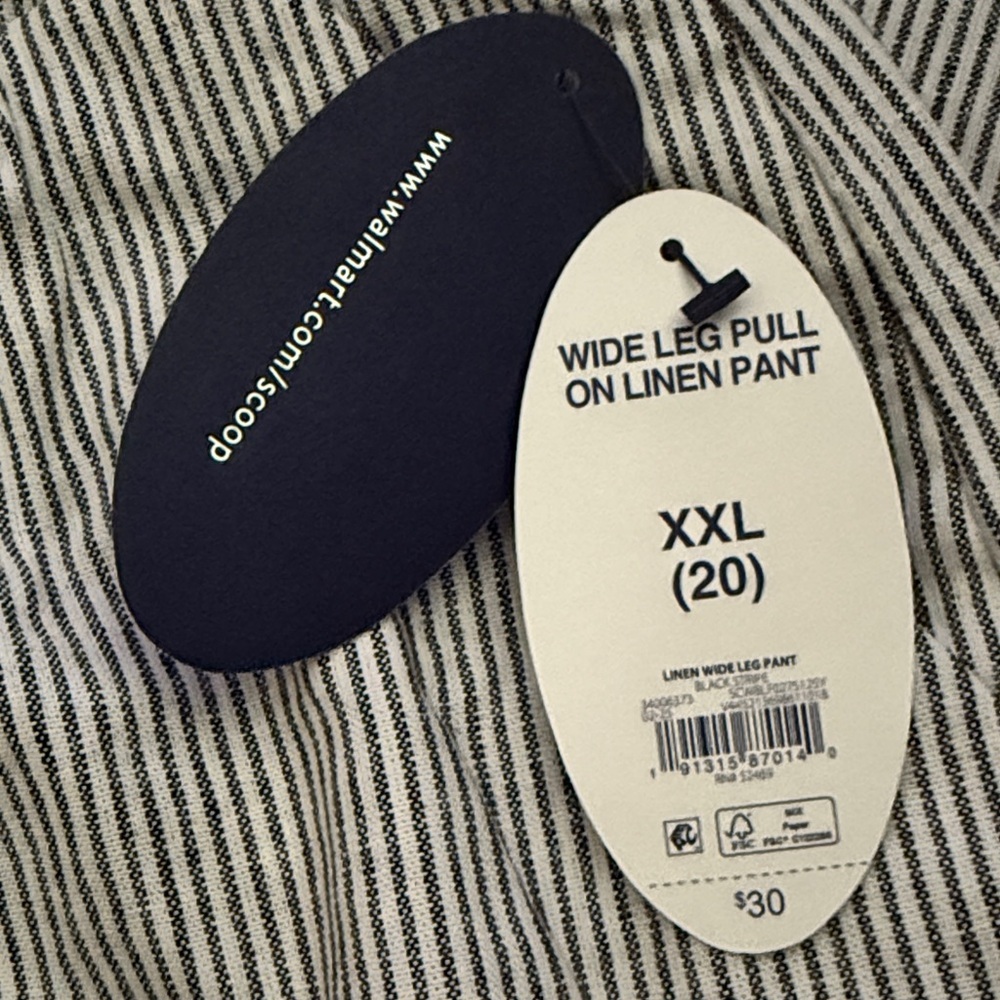 Scoop Brand Wide Leg Pull-On Linen Pants comfy pockets - plus size only